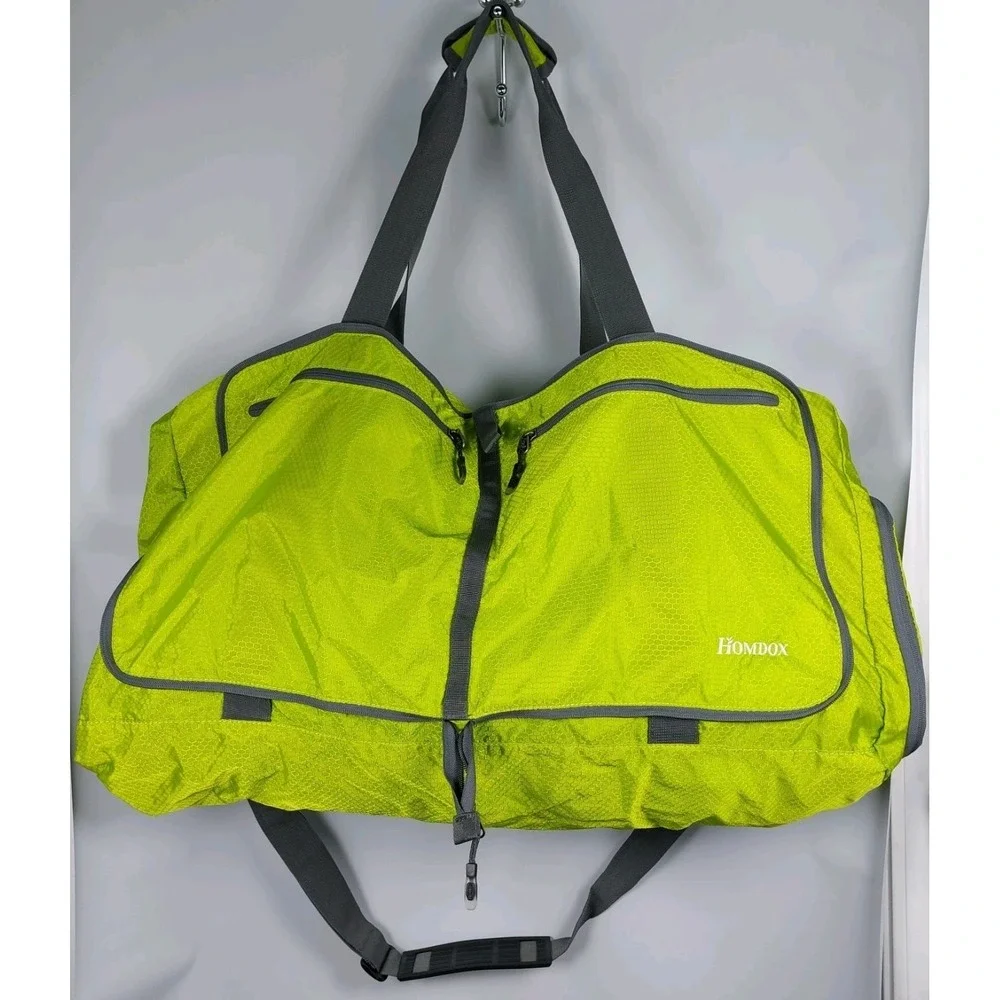 Homdox Travel Duffel Bag Lrg 80L Foldable Water/Tear Resistant Nylon Green/Gray
